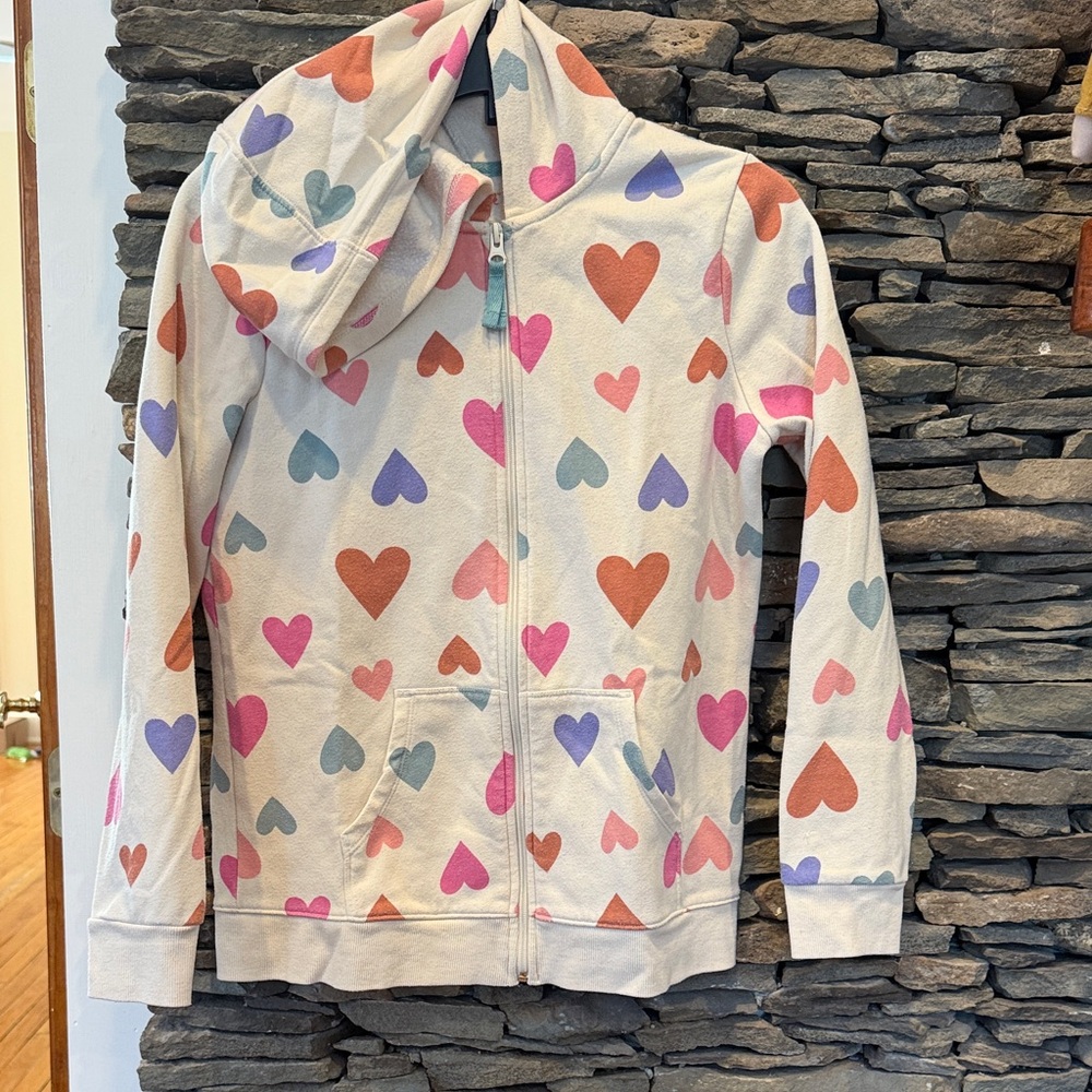 Heart Patterned Kids Hoodie Zip Up With Pockets